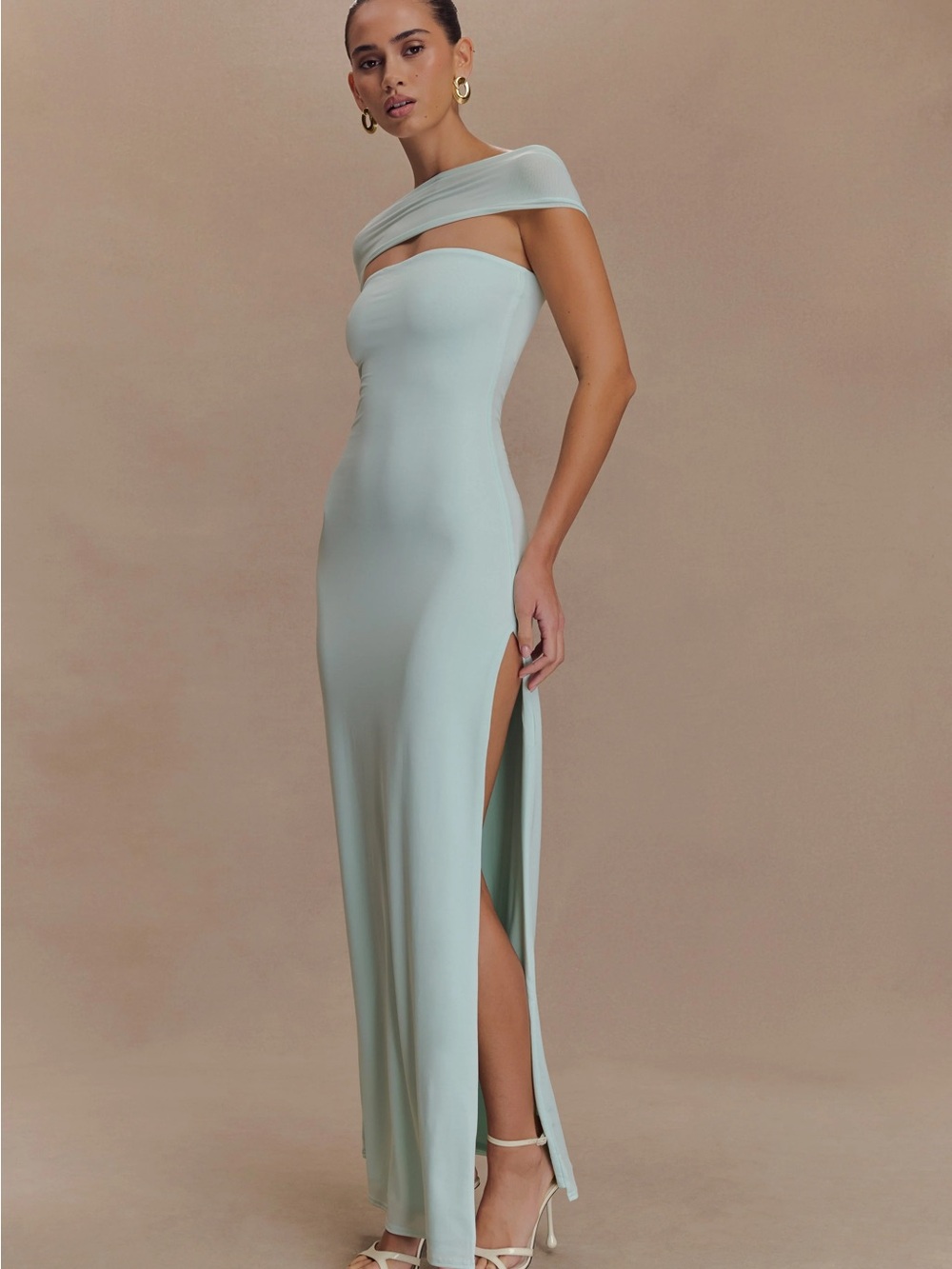 Meshki Mint Maxi Dress with Side Slit Size XS